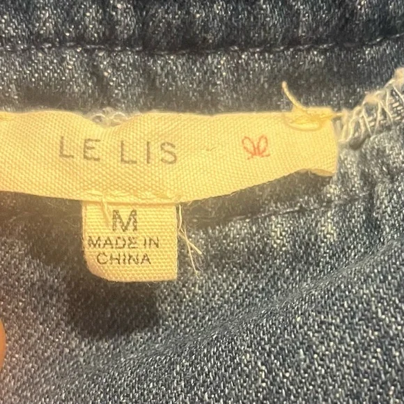 LE LIS Denim Jean Wide Leg Overalls - Picture 10 of 14